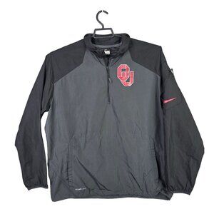 Mens Nike Storm-Fit Gray Black Red 1/4 Zip Jacket OU Sooners Polyester Size L